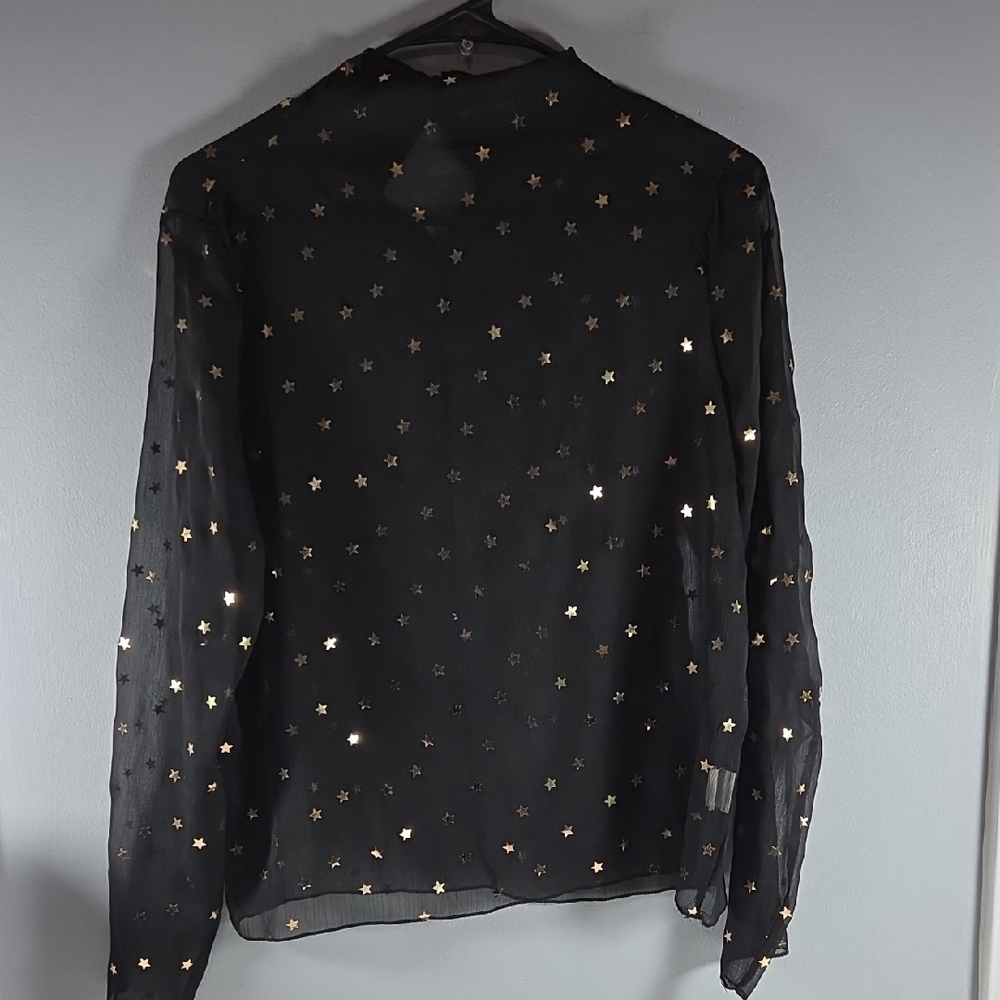 Zaful Black Sheer Star Blouse